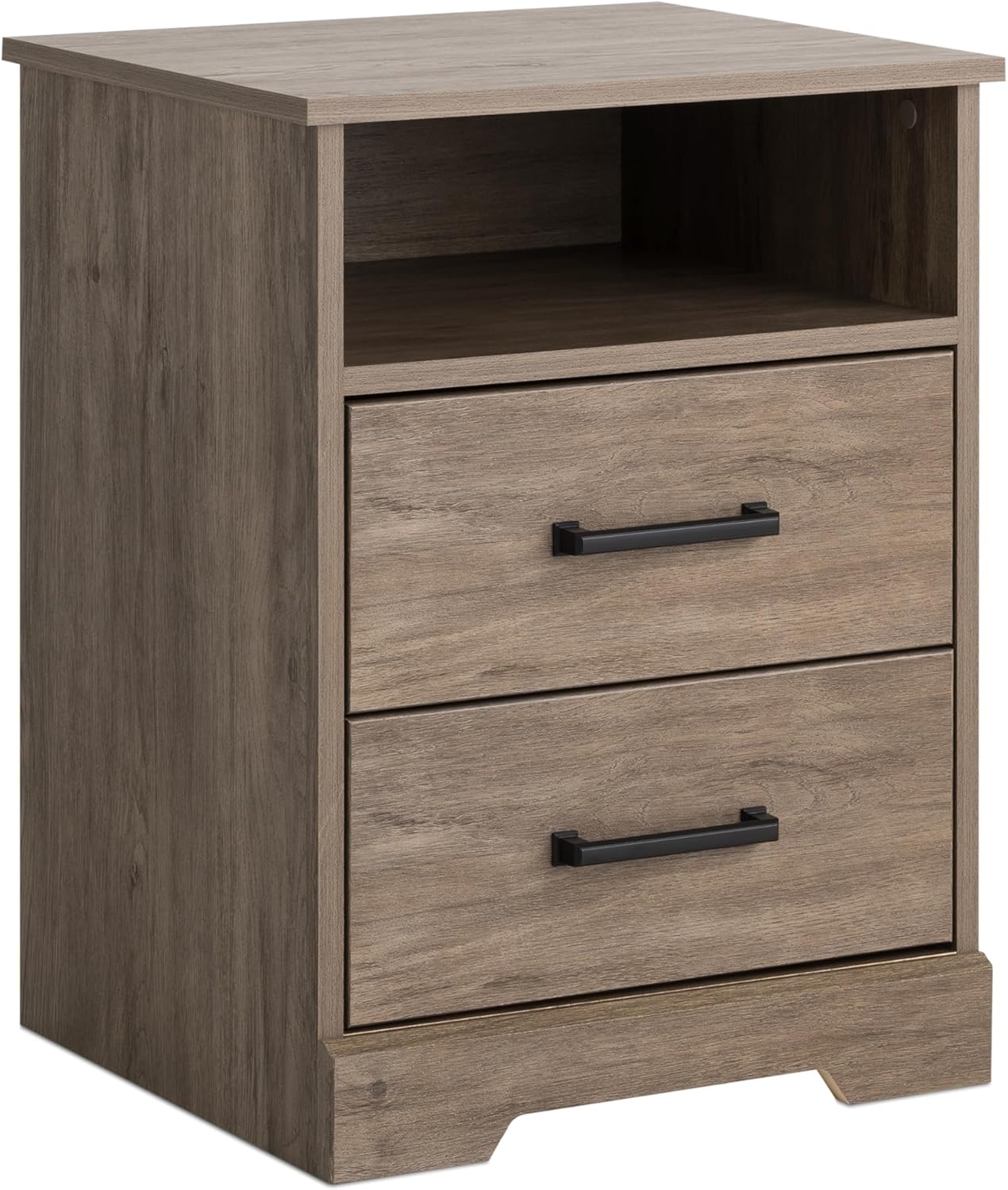 Rustic Ridge Farmhouse Nightstand with 2 Drawers and Shelf