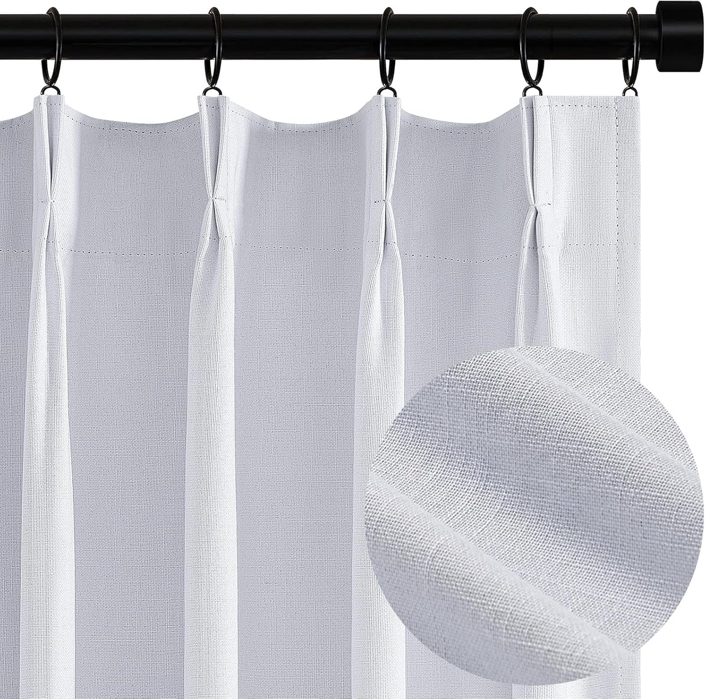Topfinel White 100% Blackout Curtains for Complete Darkness