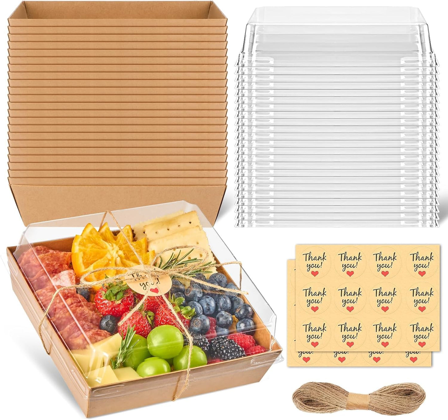 7 x 7 Inch Large Charcuterie Boxes for Parties and Events