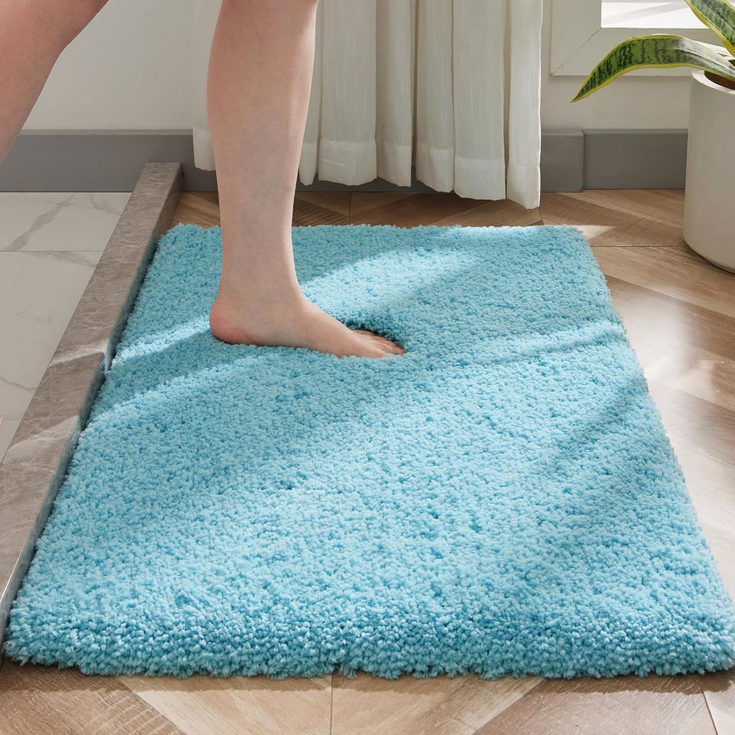 Teal Bathroom Rug 24x36 Non Slip Fluffy Bath Mat for Luxury