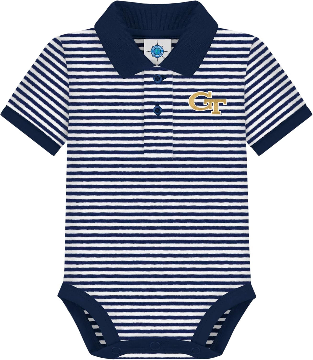 Creative Knitwear College Baby Striped Polo Bodysuit for Infants