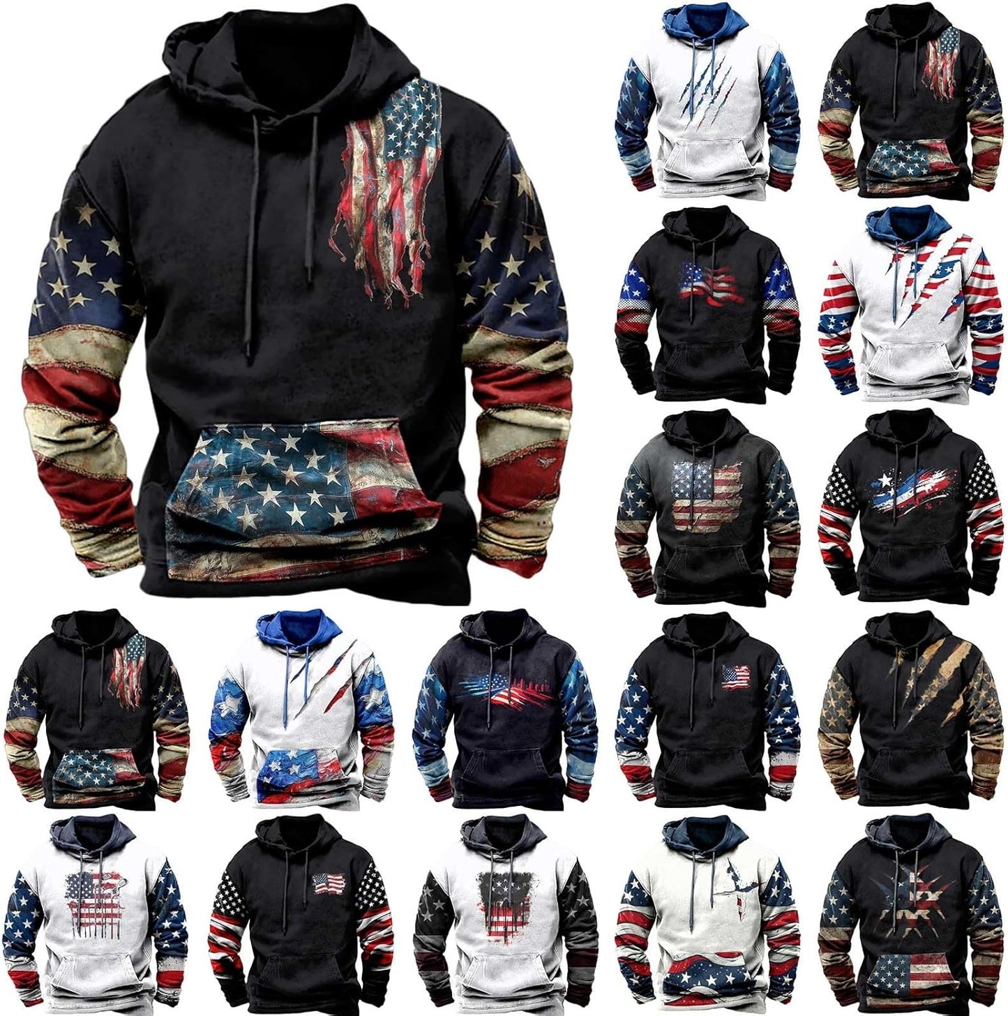 USA Patriotic Hoodie with Pockets | Long Sleeve Sweatshirt