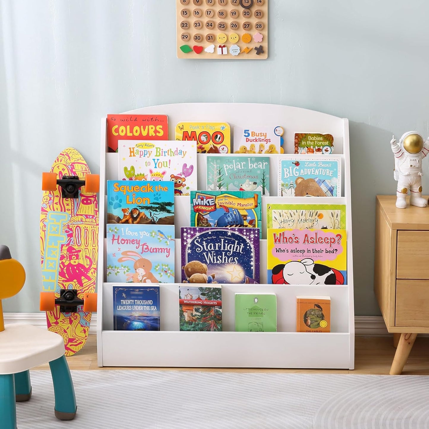 5-Tier Kids Bookshelf for Classrooms and Playrooms - White