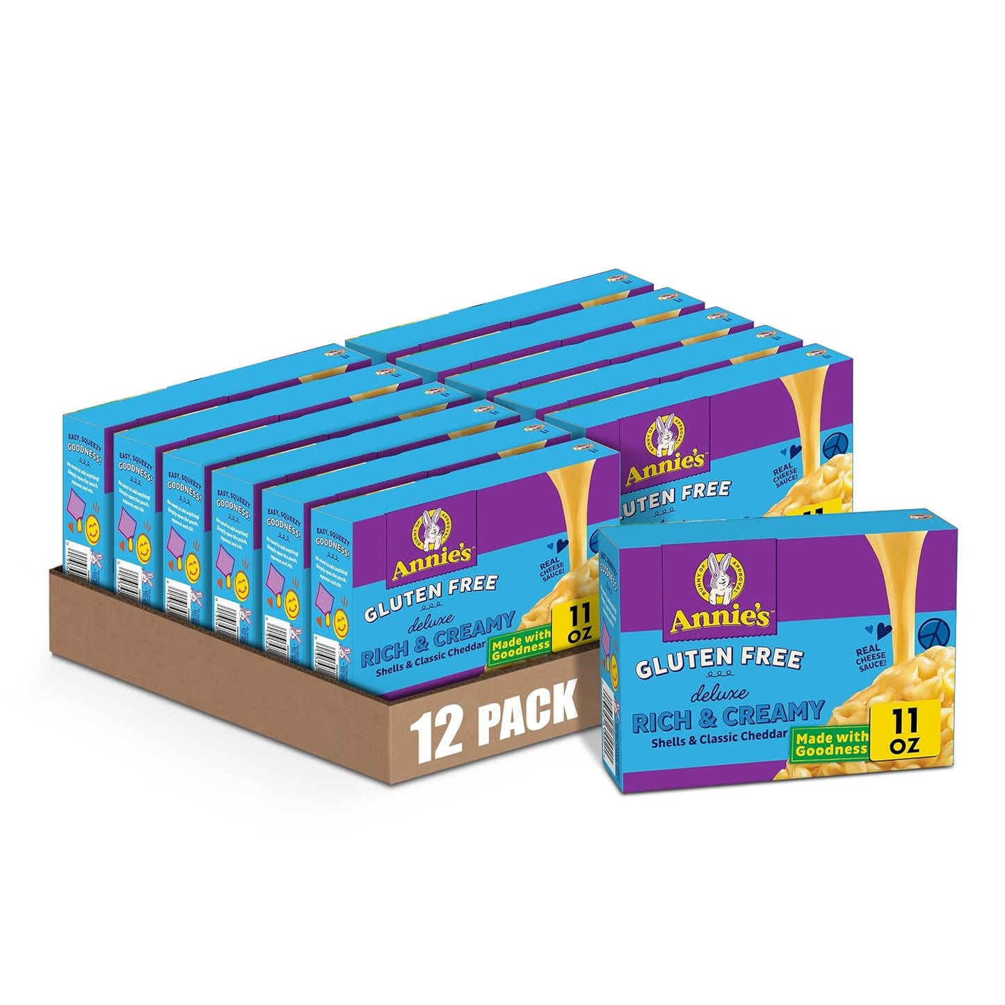 Annie's Deluxe Gluten Free Mac and Cheddar Shells, 12 Pack
