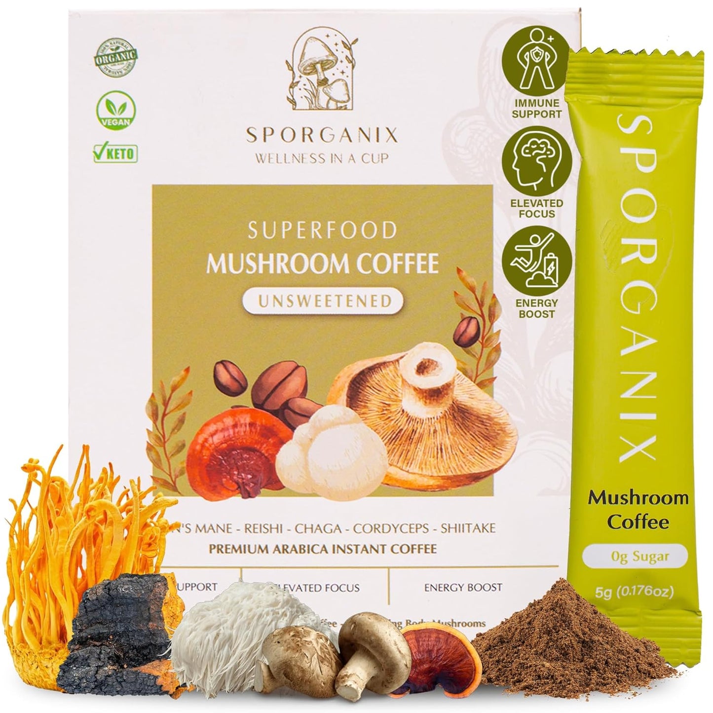 Sporganix Mushroom Coffee: Vitality Boost