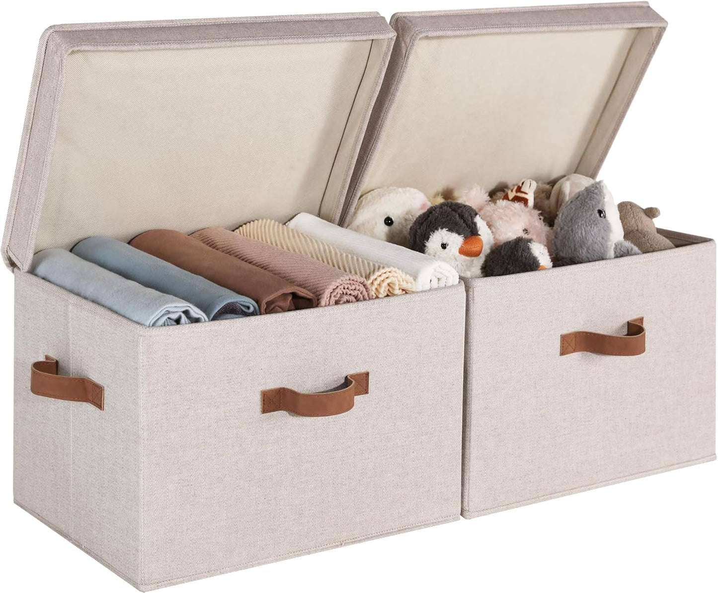 StorageWorks Fabric Storage Bins with Lid for Organized Living