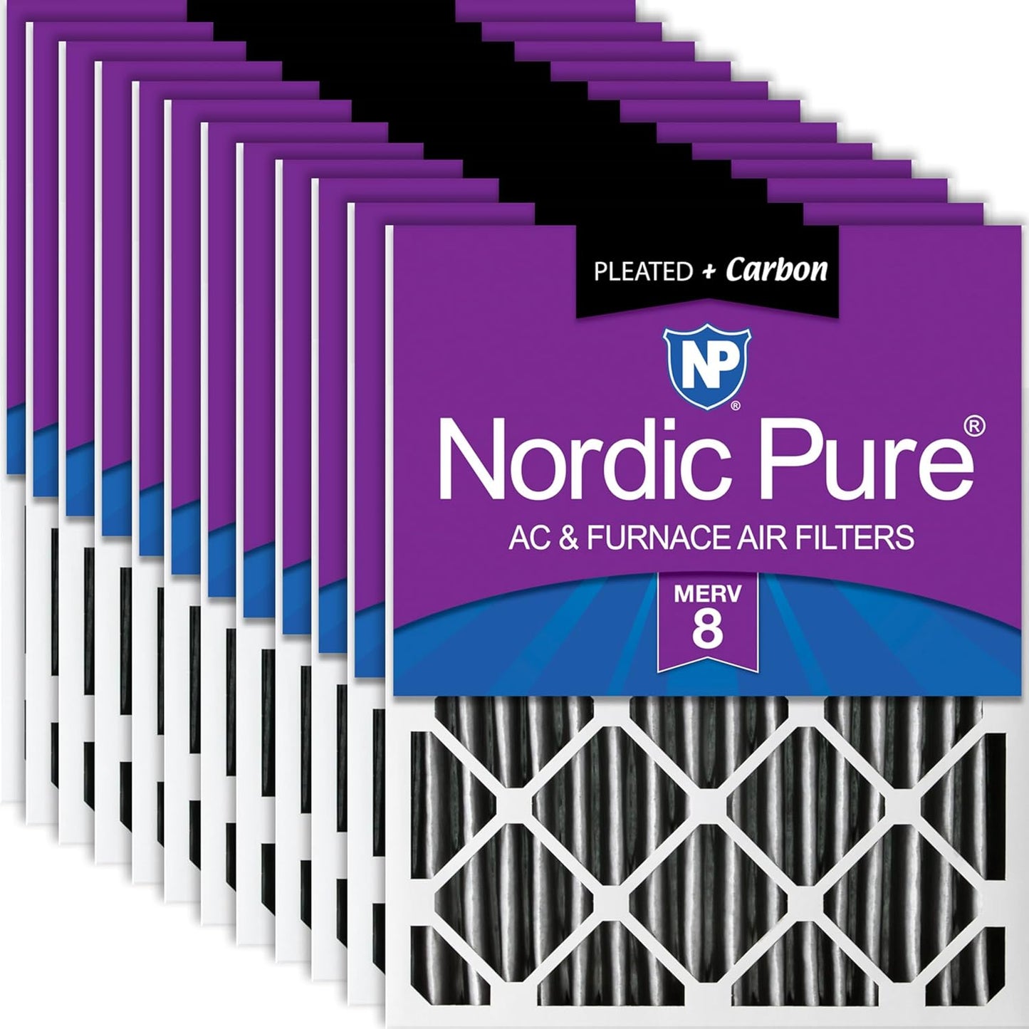 Nordic Pure 16x20x2 Furnace Air Filters with Carbon 12 Pack