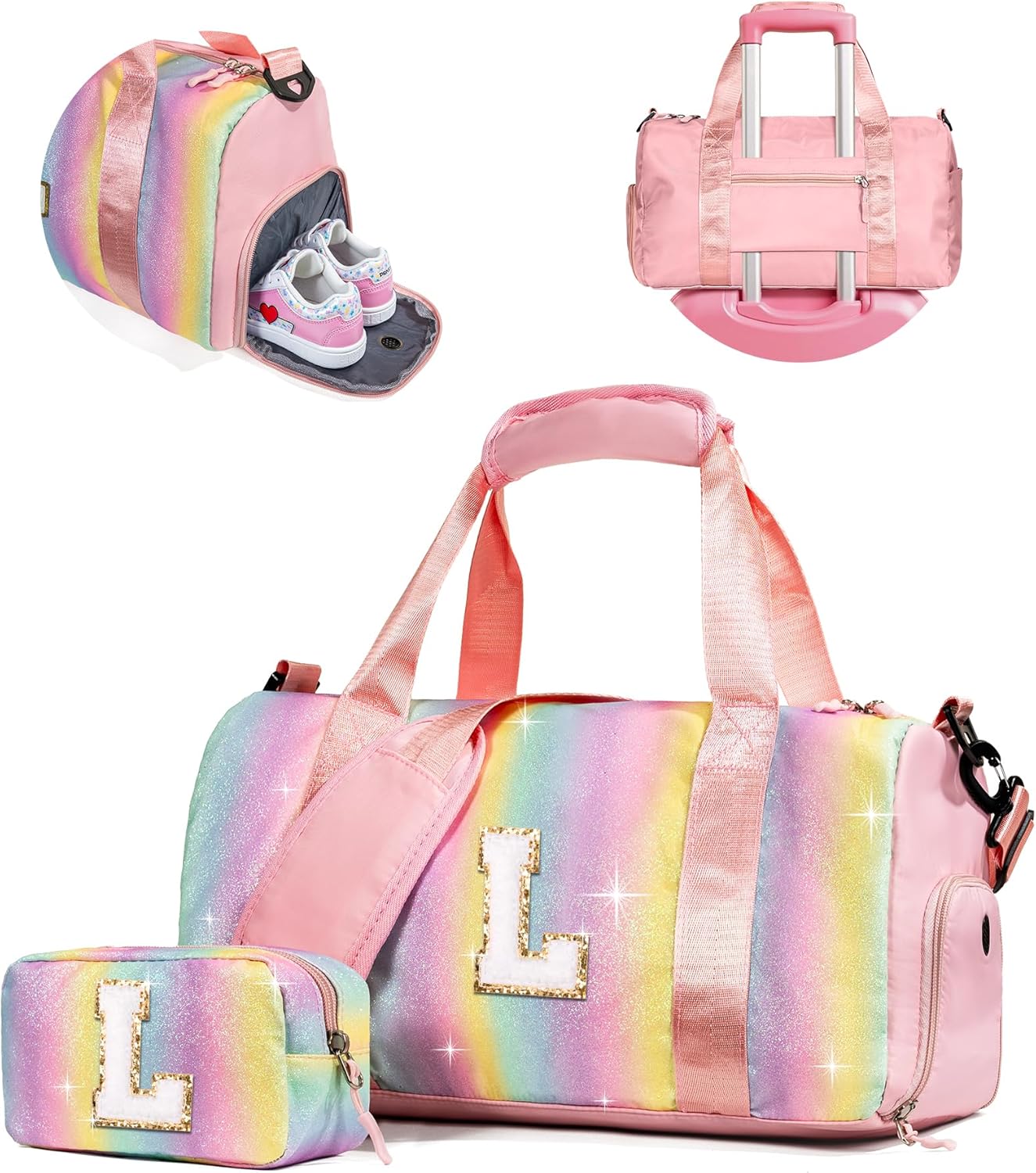 Personalized Girl Gym Bag with Shoe Compartment for Travel