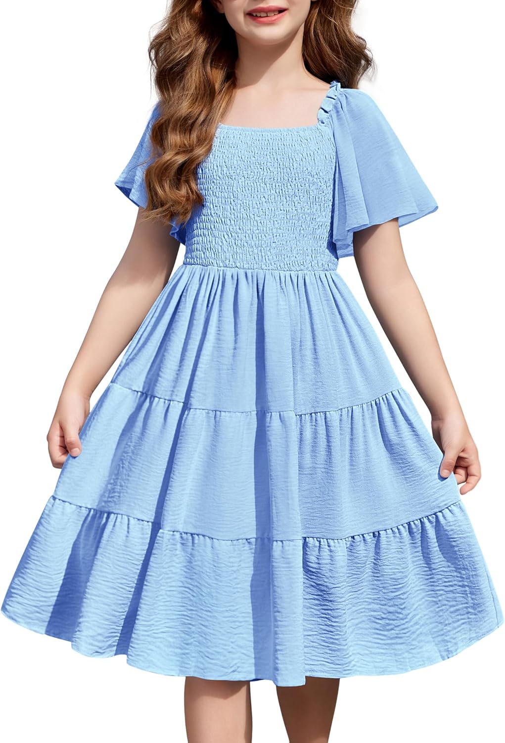 Arshiner Girls Summer Dress - Boho Casual Midi with Pockets
