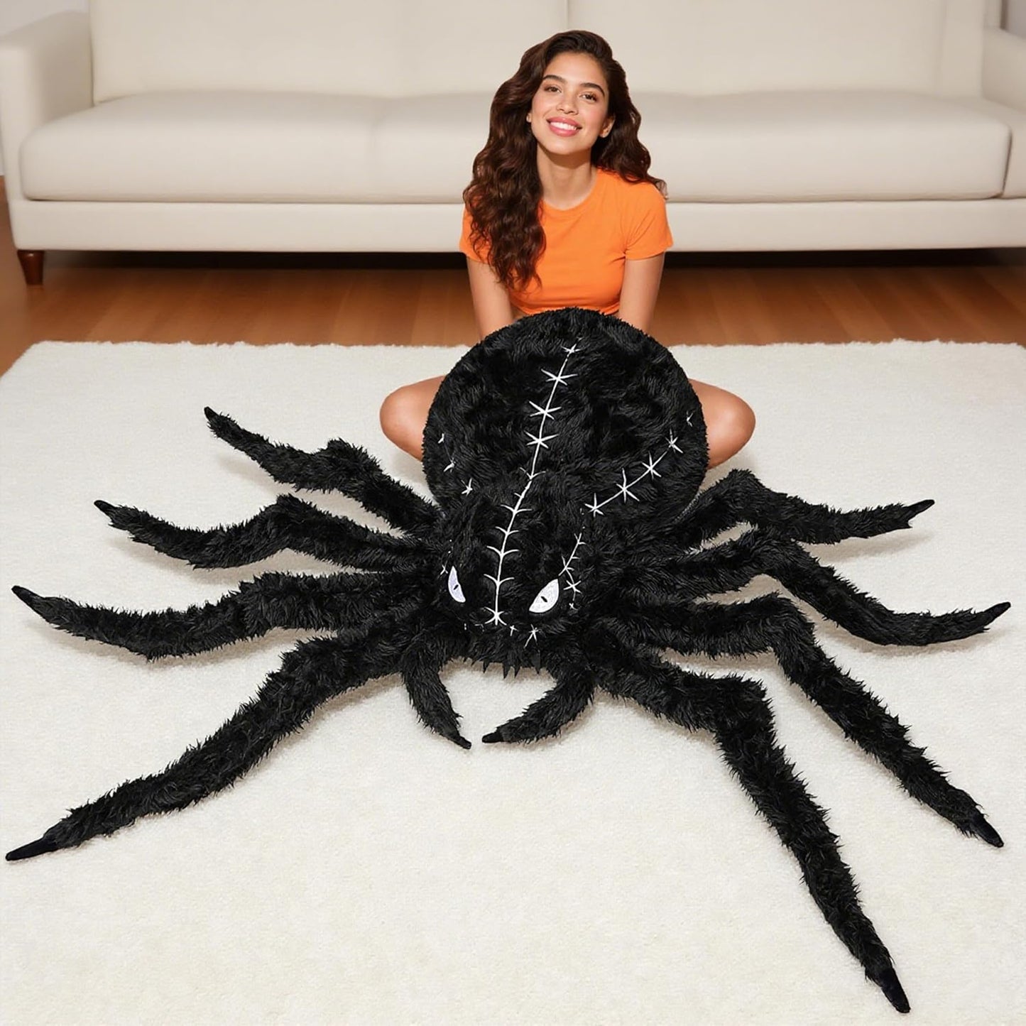Halloween Spider Plush - 55 Inch Jumbo Soft Spider Pillow
