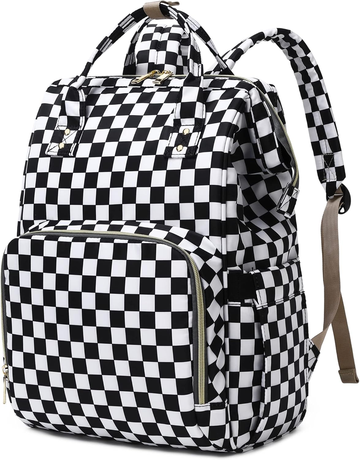 Laptop Backpack for Women and Girls - Stylish Checkered Design