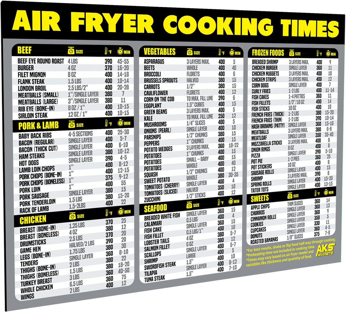 XL Air Fryer Magnet - Easy Cooking Times & Recipes - AKS