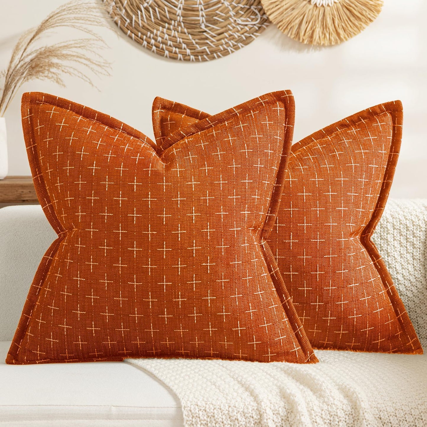 MIULEE Fall Decorative Burlap Linen Throw Pillow Covers 24x24 in