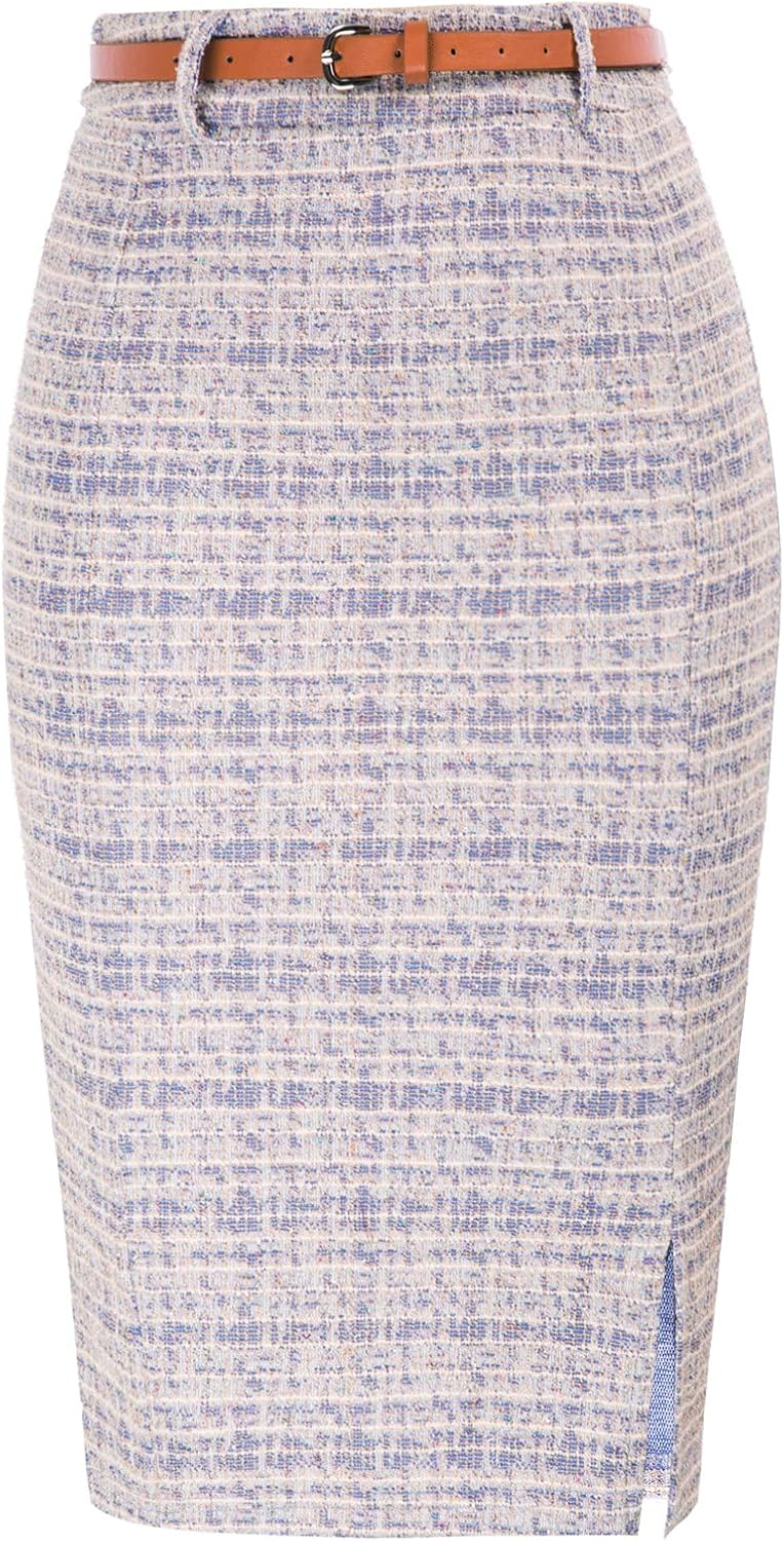 Tweed Pencil Skirt for Women - Elegant High Waisted Design