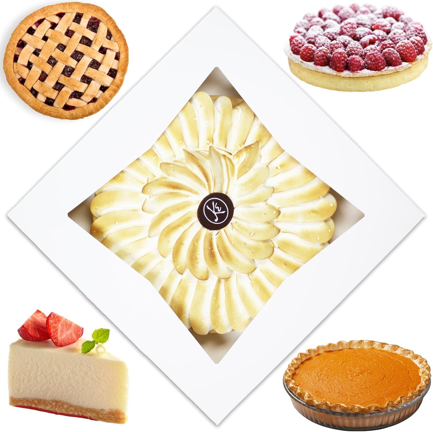 BAKELUV 9 Inch Pie Boxes with Window - 50 Pack Bakery Box