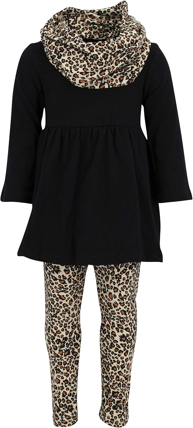 Unique Baby Girls Toddler 3pc Outfit Set with Scarf and Leggings