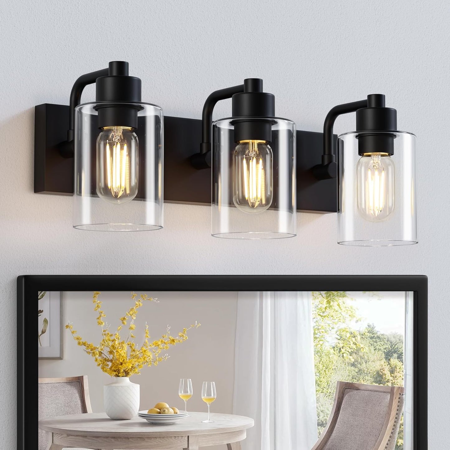 Matte Black 3-Light Bathroom Light Fixtures for Modern Spaces