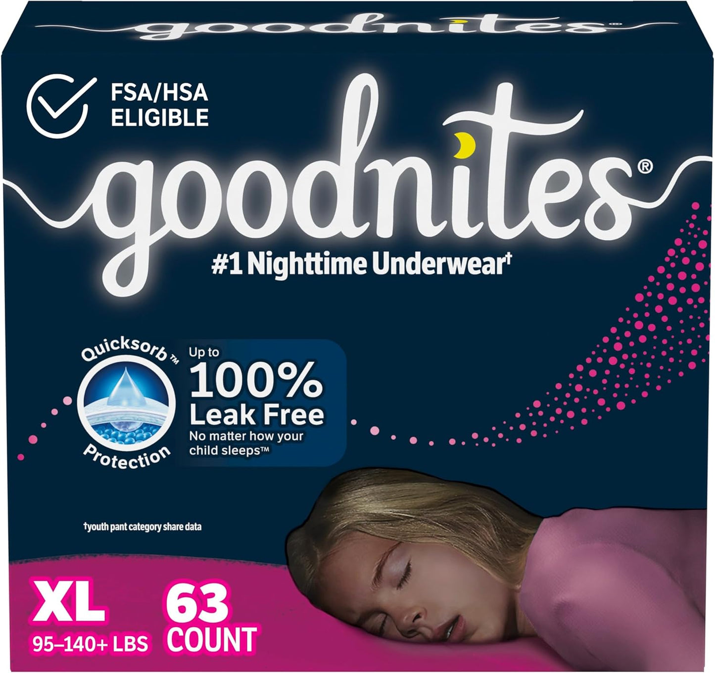 Goodnites XL Bedwetting Underwear, 63 Ct, Nighttime Protection
