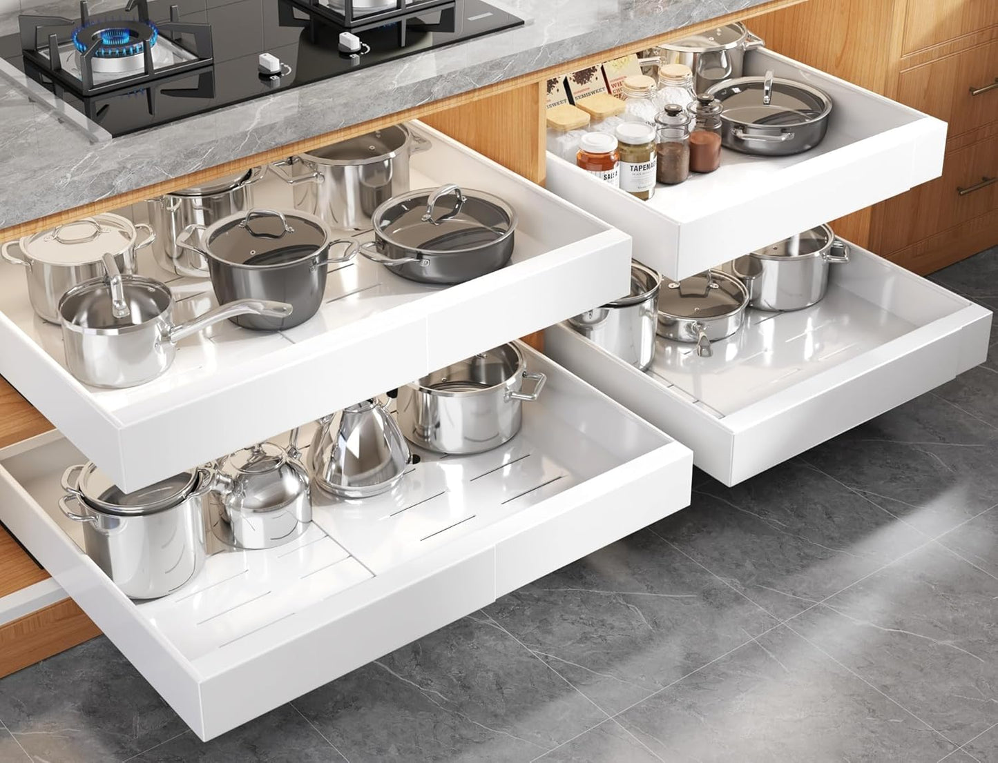 Expandable Pull Out Cabinet Organizer for Framed Cabinets