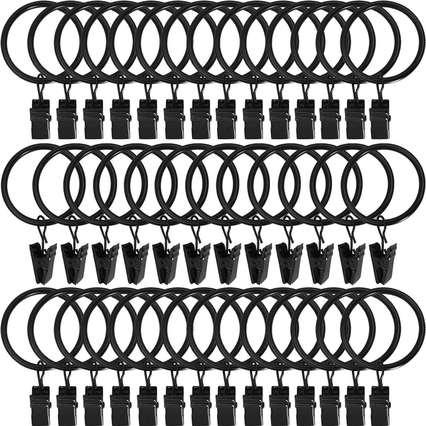 40-Pack Vintage Black Curtain Rings with Clips - Strong & Stylish!