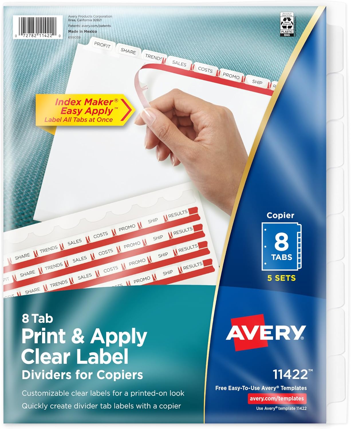Avery 8 Tab Dividers for 3 Ring Binder - Customizable Labels