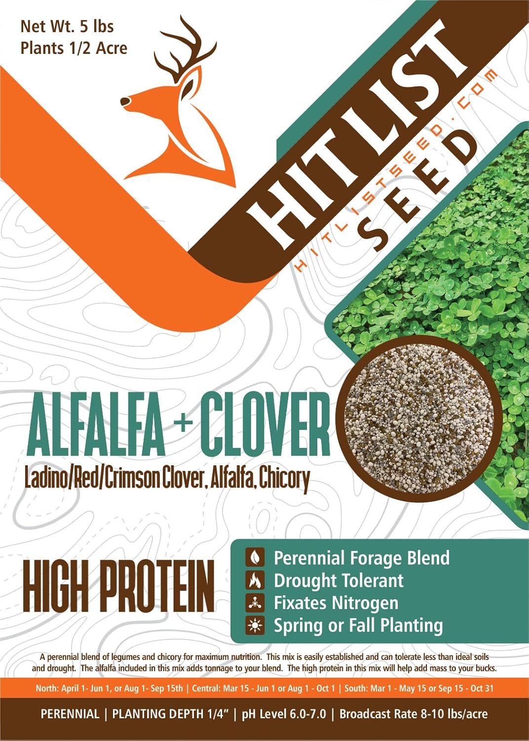 HIT LIST SEED Alfalfa Clover Food Plot Seeds for Deer Nutrition