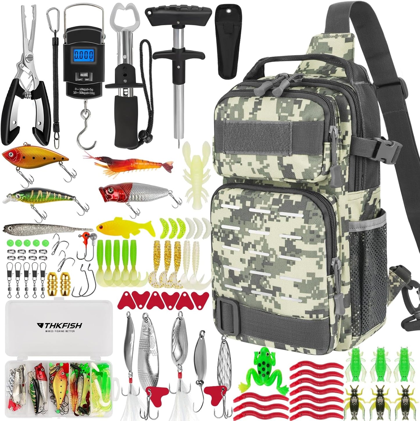 85Pcs Fishing Tool Kit with Backpack and Tackle Boxes Included