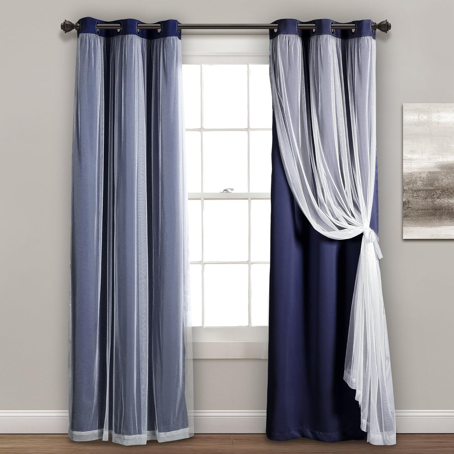 Elegant Blackout Curtains with Sheer Overlay for Bedroom Decor