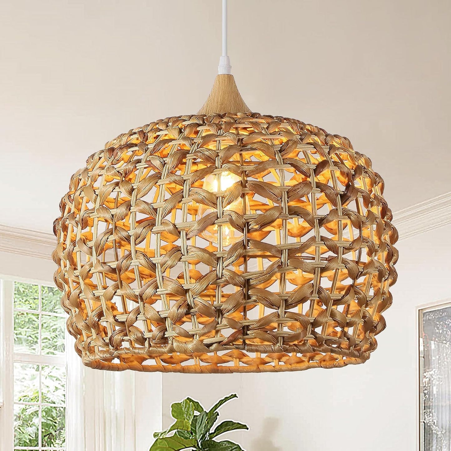 Boho Pendant Lights - Hand-Woven Rattan Chandelier for Home