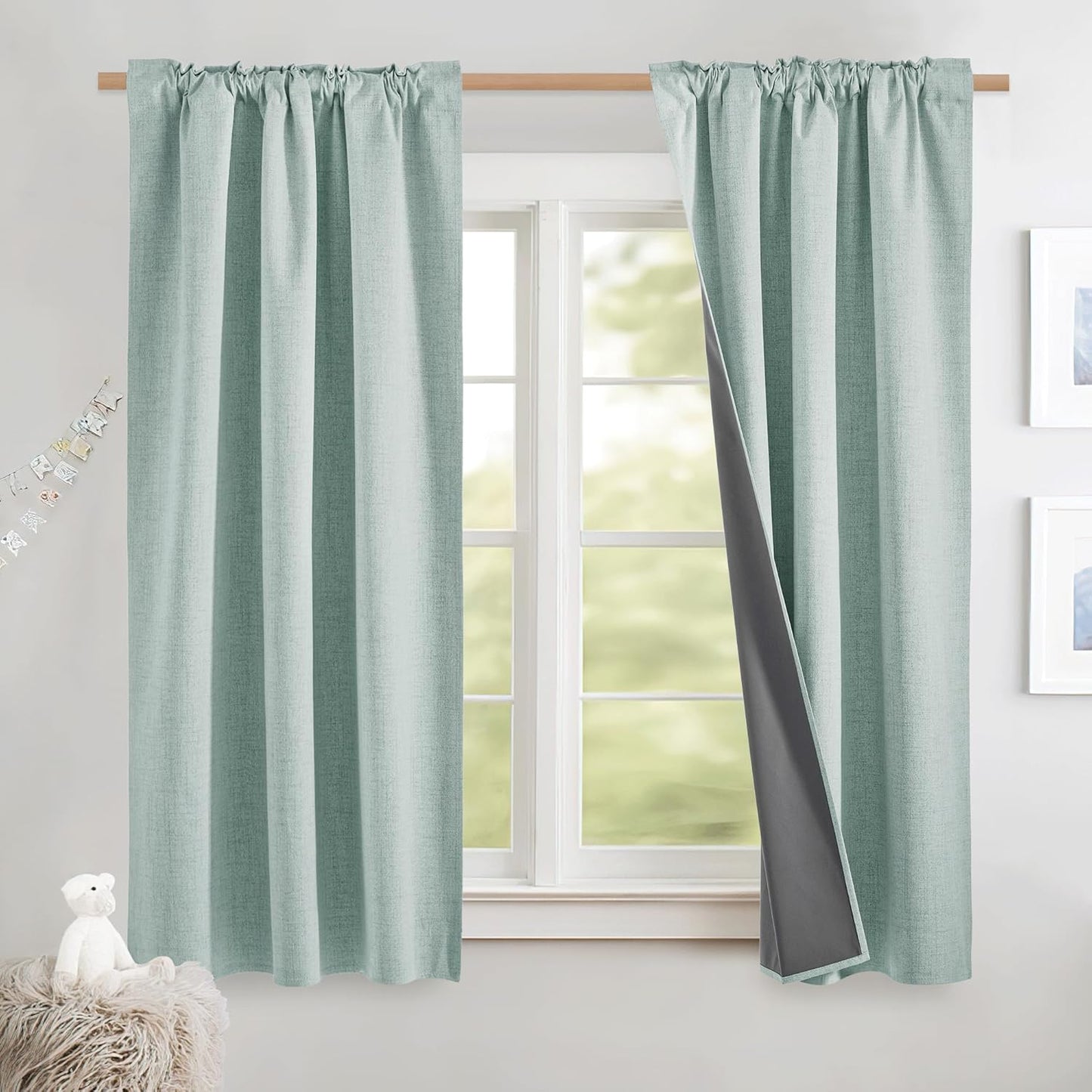 NICETOWN Seafoam Green Blackout Curtains for Modern Homes