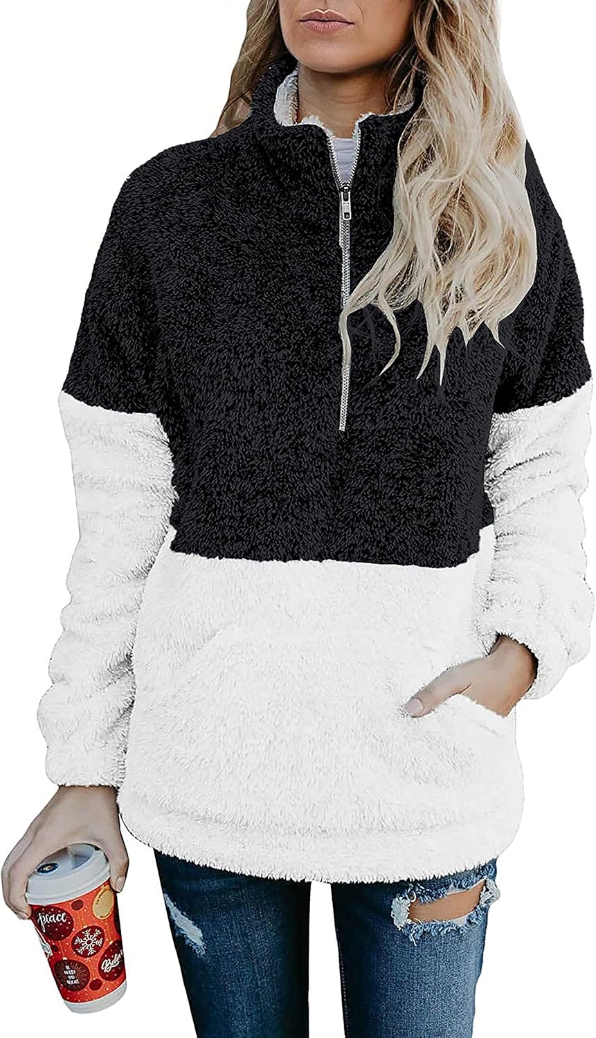 BTFBM Womens Sweatshirt Sherpa Quarter Zip Pullover