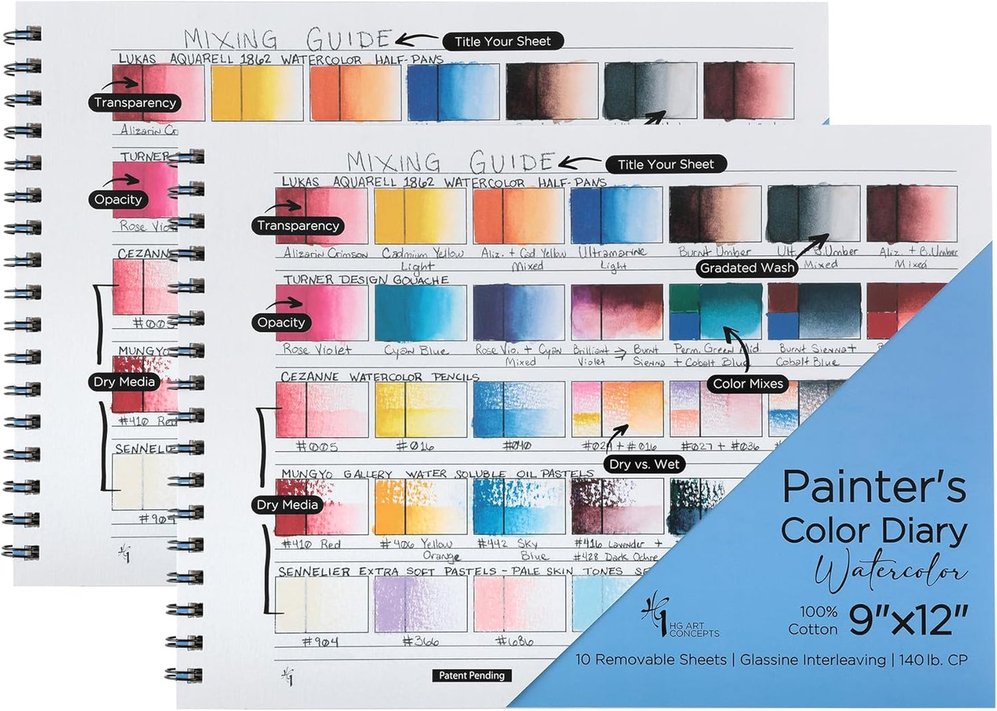 Painters Color Diary - 9x12 Spiral-Bound Swatch Book for Artists