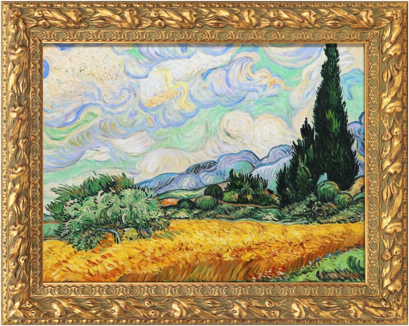 Solid Wood Frame for 12x16 Canvas Paintings, Antique Gold