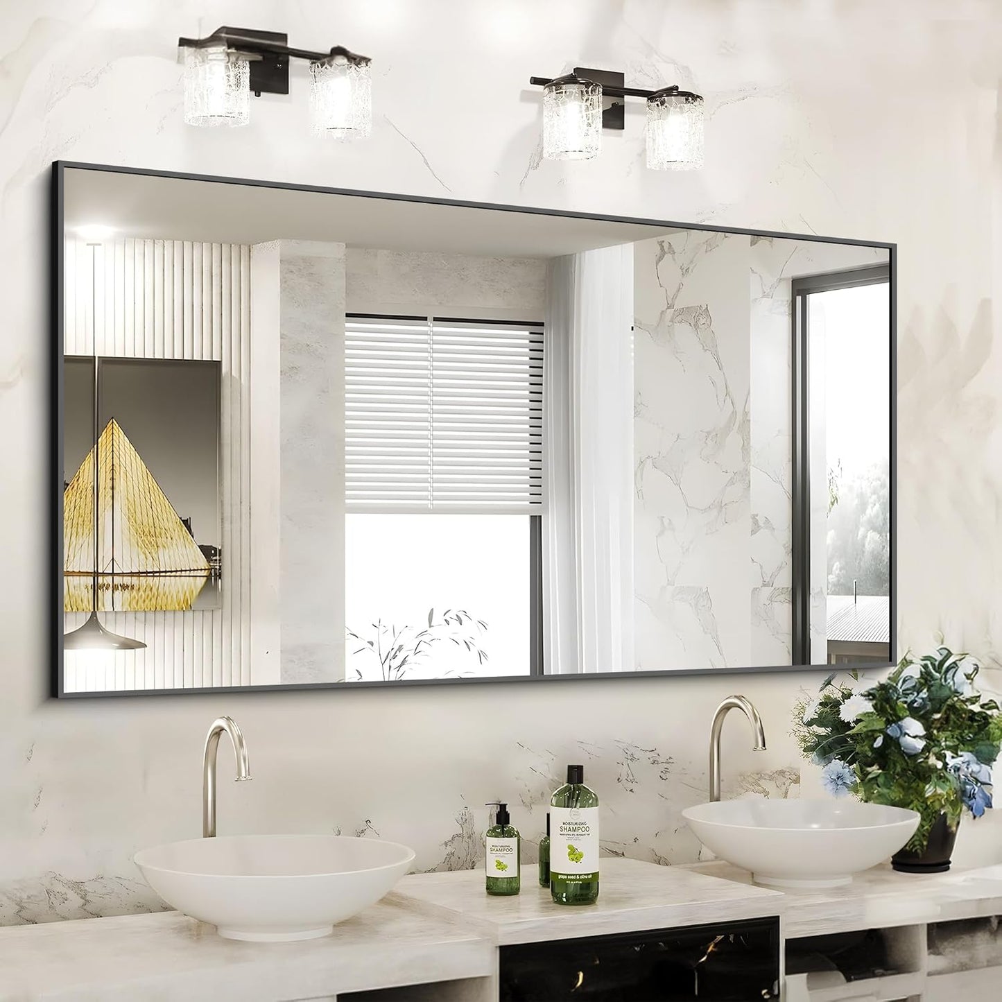 KOCUUY 30x60 Large Black Bathroom Mirror for Modern Decor
