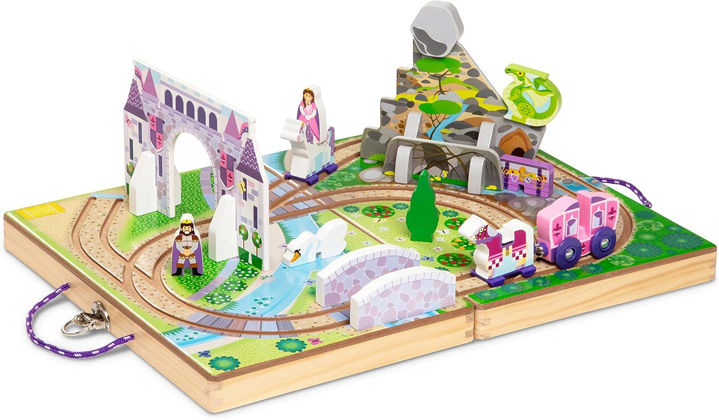19-Piece Wooden Take-Along Tabletop Kingdom Play Set for Kids