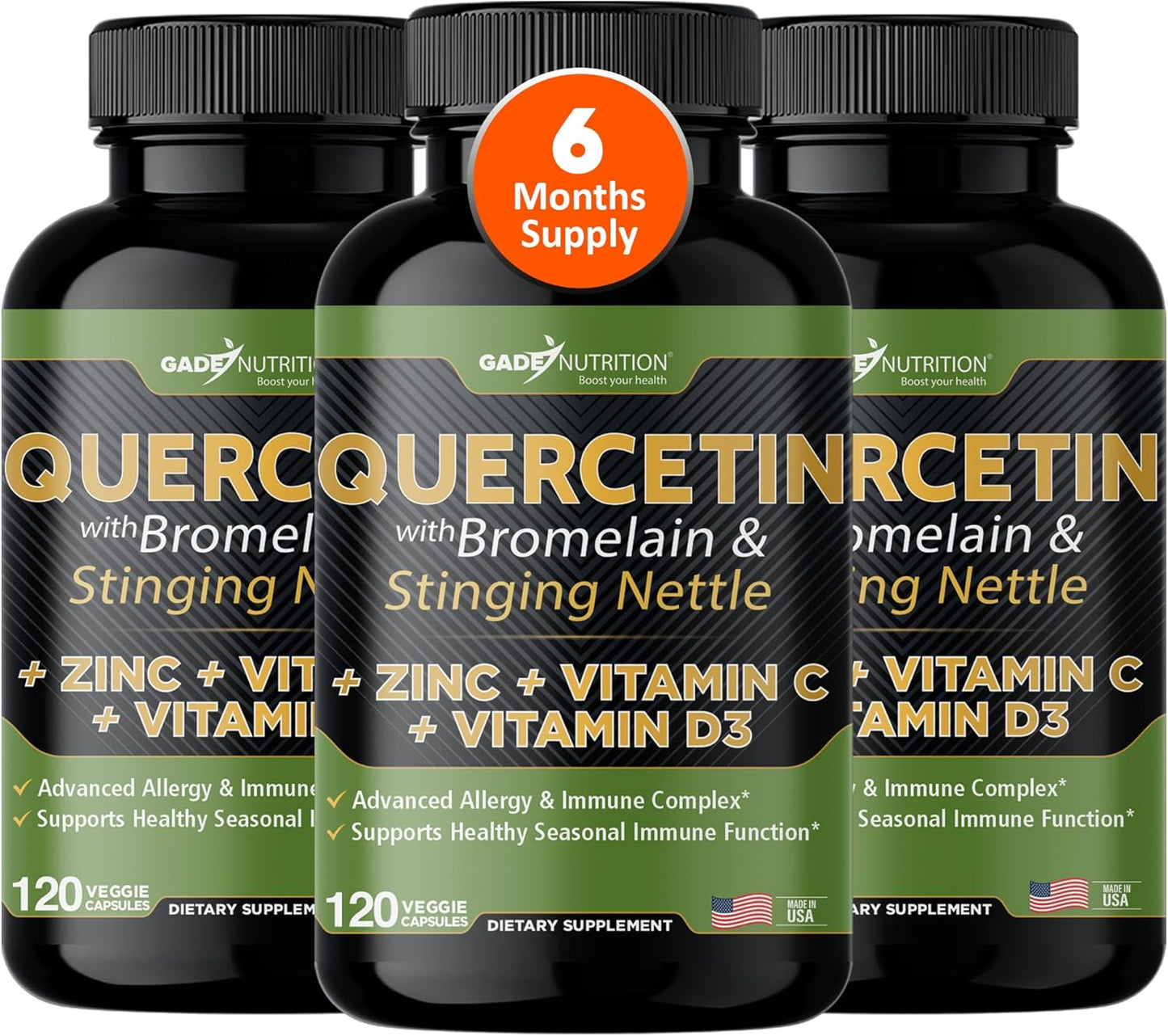 Gade Nutrition Quercetin with Vitamin C, Zinc & Nettle Support