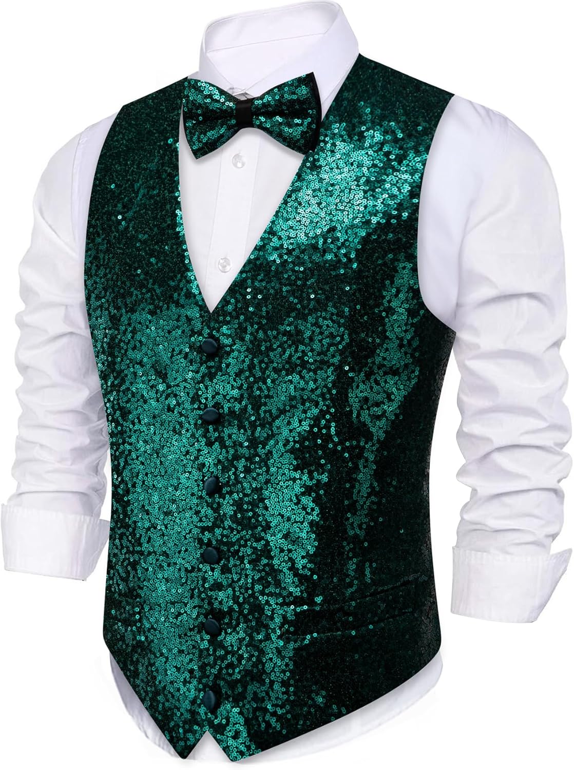 Barry.Wang Mens Sequins Vest for Formal and Leisure Occasions