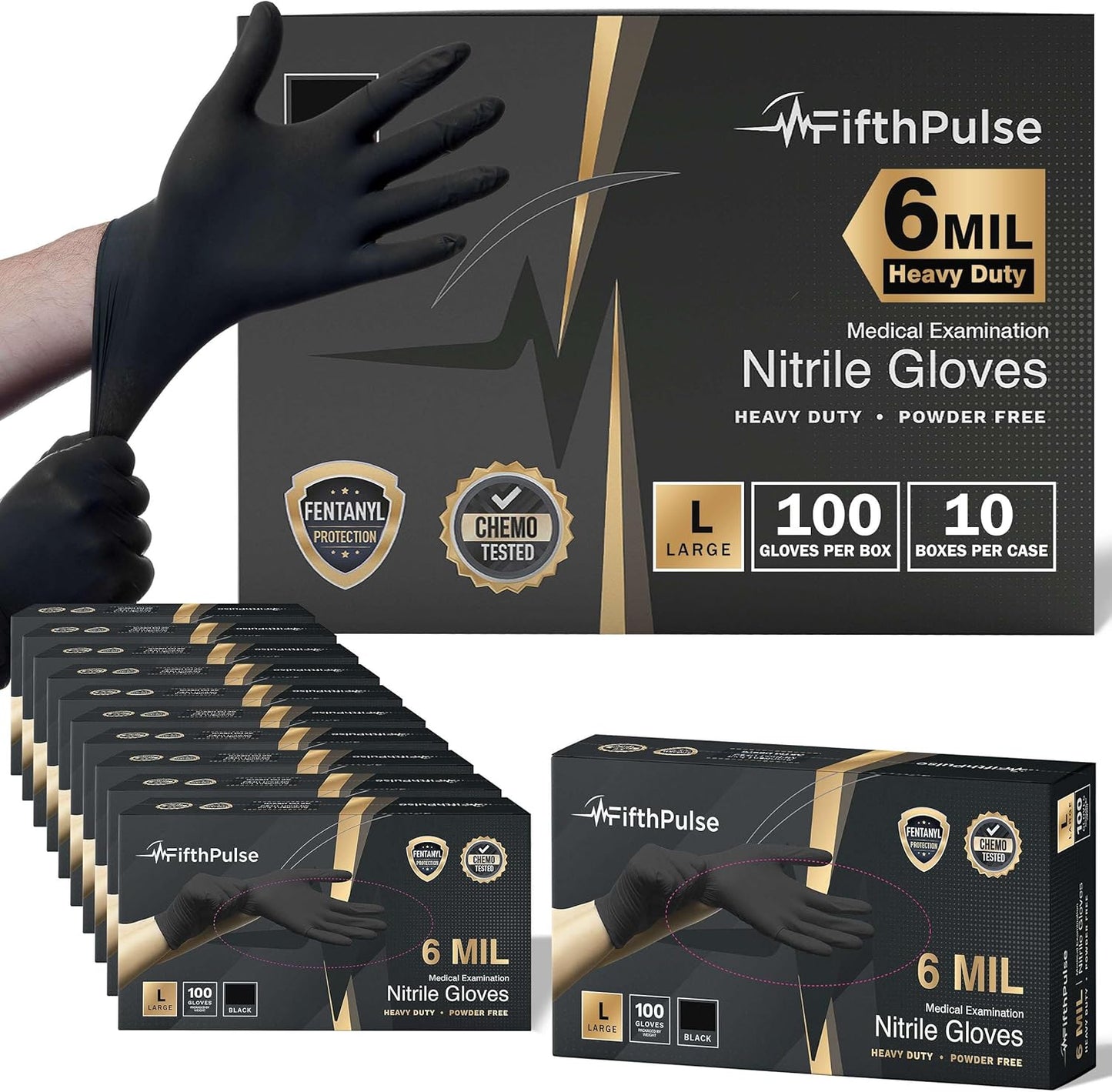 Heavy Duty 6 Mil Black Nitrile Gloves for Mechanics and Chefs