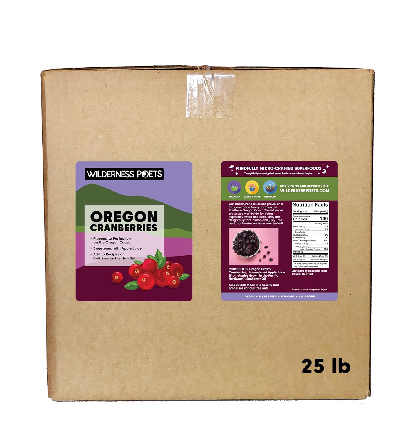 Wilderness Poets Oregon Cranberries Sweetened with Apples 25 lb