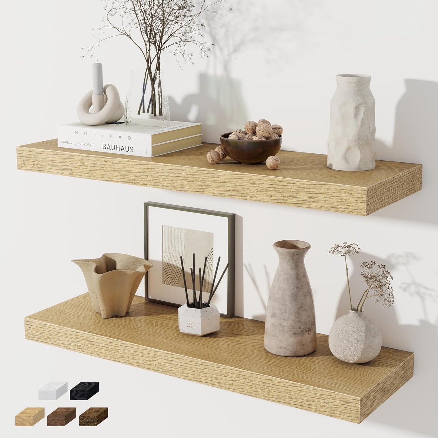 Floating Shelves for Wall - Rustic Wood Shelf Set of 2