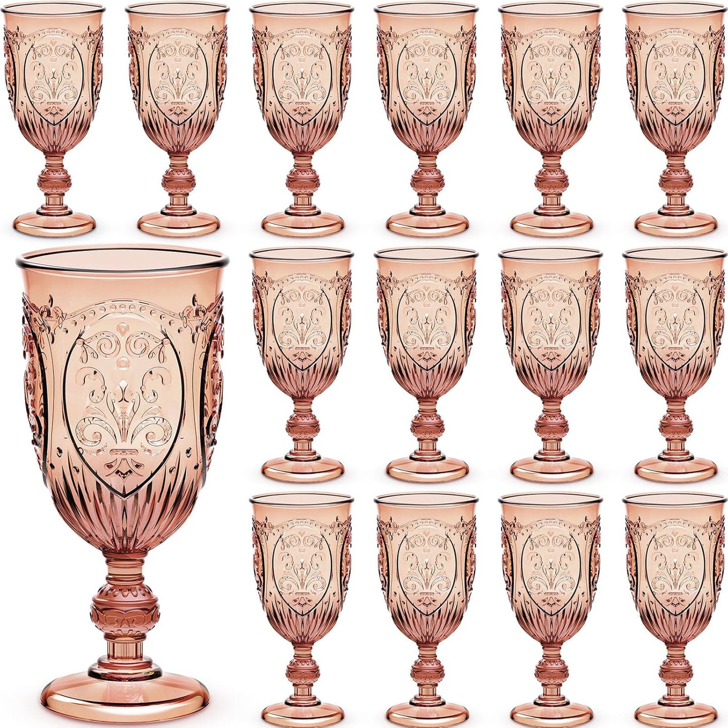 24 Pcs Vintage Plastic Goblets for Elegant Events and Parties