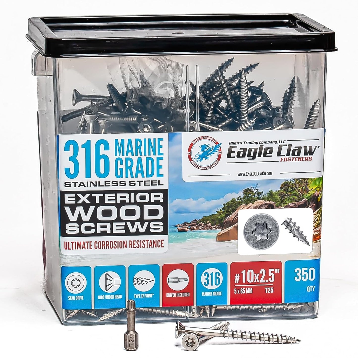 316 Stainless Steel Screws for Marine Applications - 350 Pack