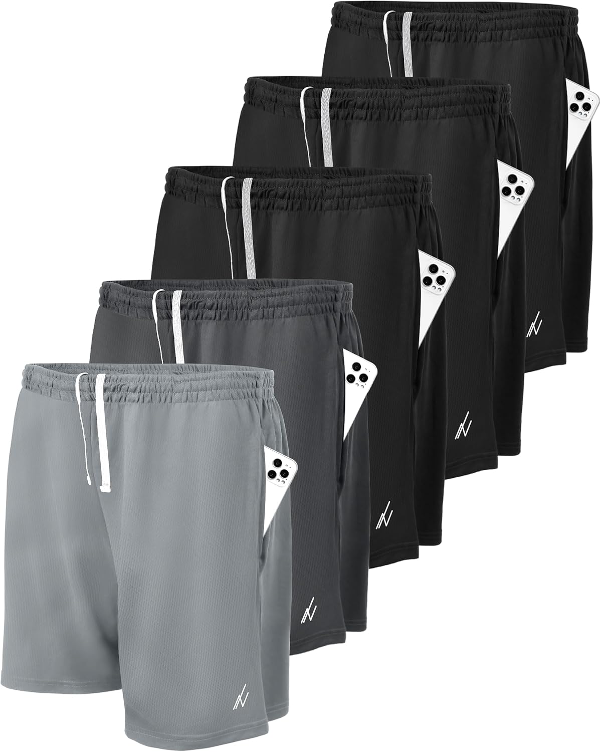Men's Athletic Shorts 5 Pack Quick Dry Lightweight Running Gear