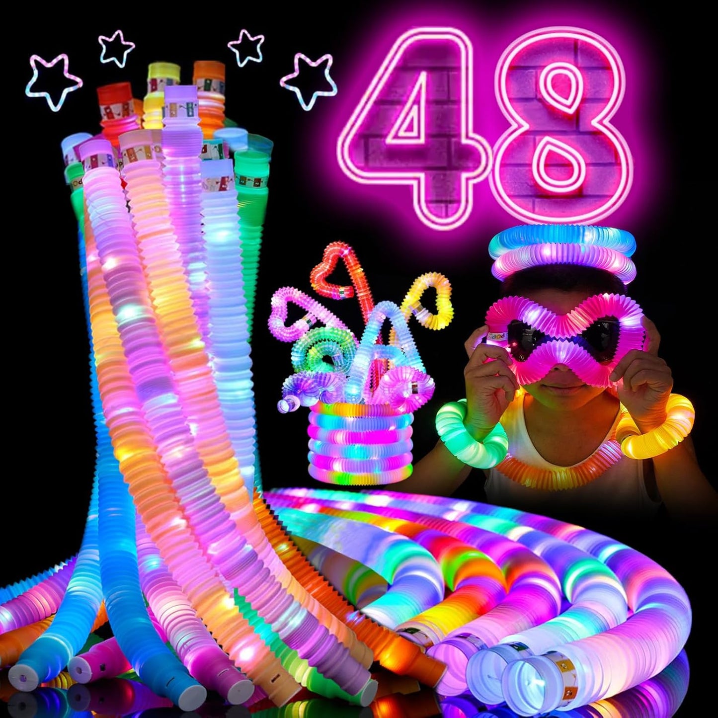 48 PCS Glow in The Dark Party Supplies for Kids' Celebrations