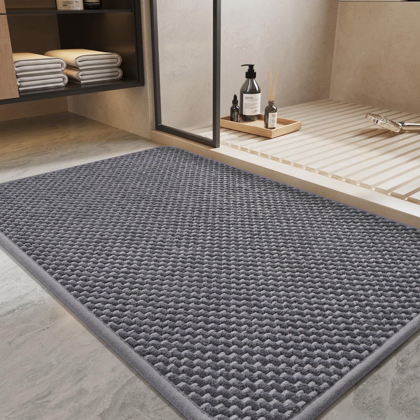 Super Absorbent Chenille Bathroom Mats for Non Slip Safety