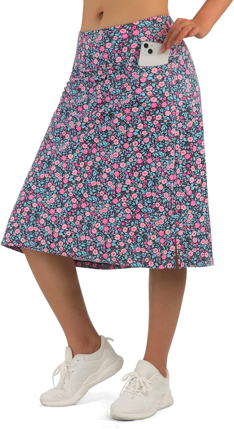 Women's Midi Length Skorts with 3 Pockets for Activewear