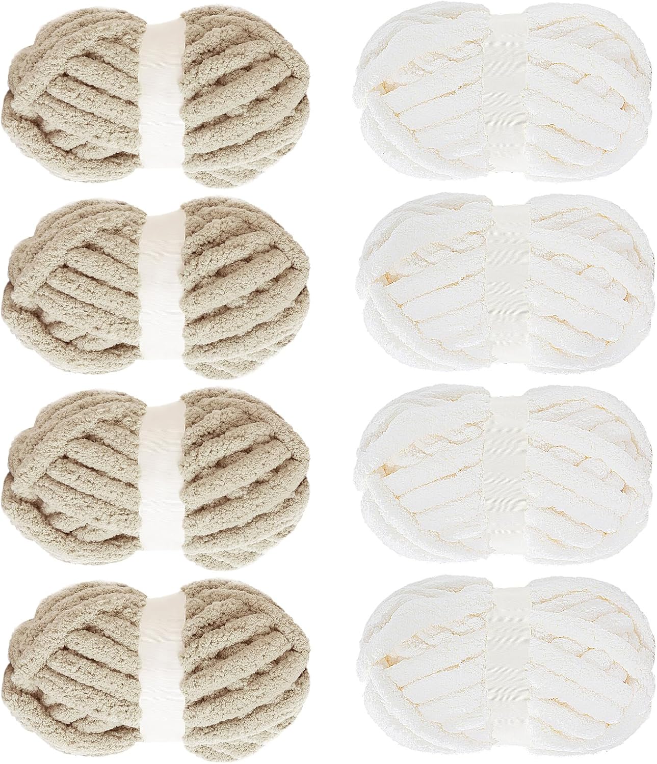 Chunky Yarn for Crocheting - 8 Pack of Fluffy Chenille Yarn