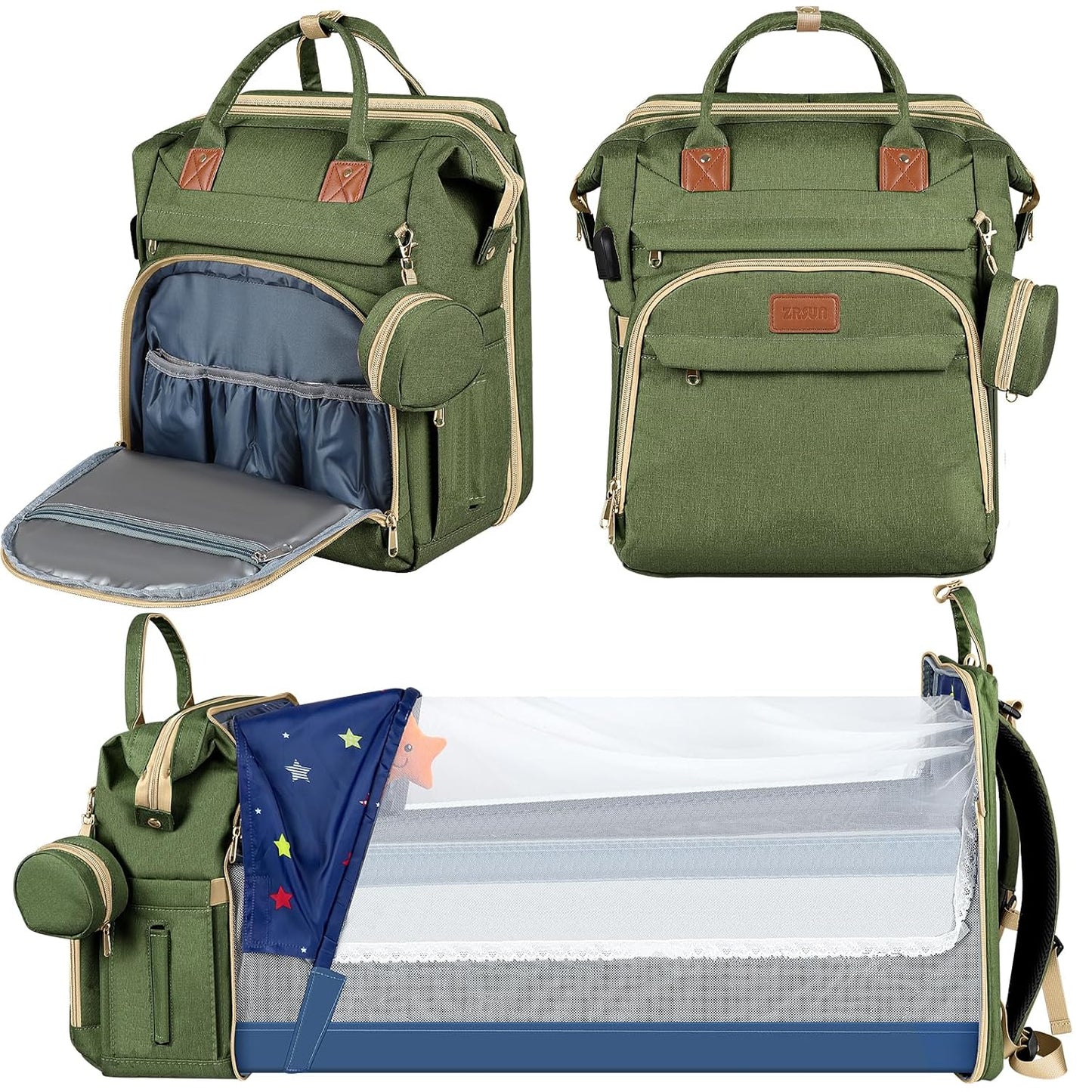 Multifunctional Baby Diaper Bag Backpack with Portable Diaper Pad