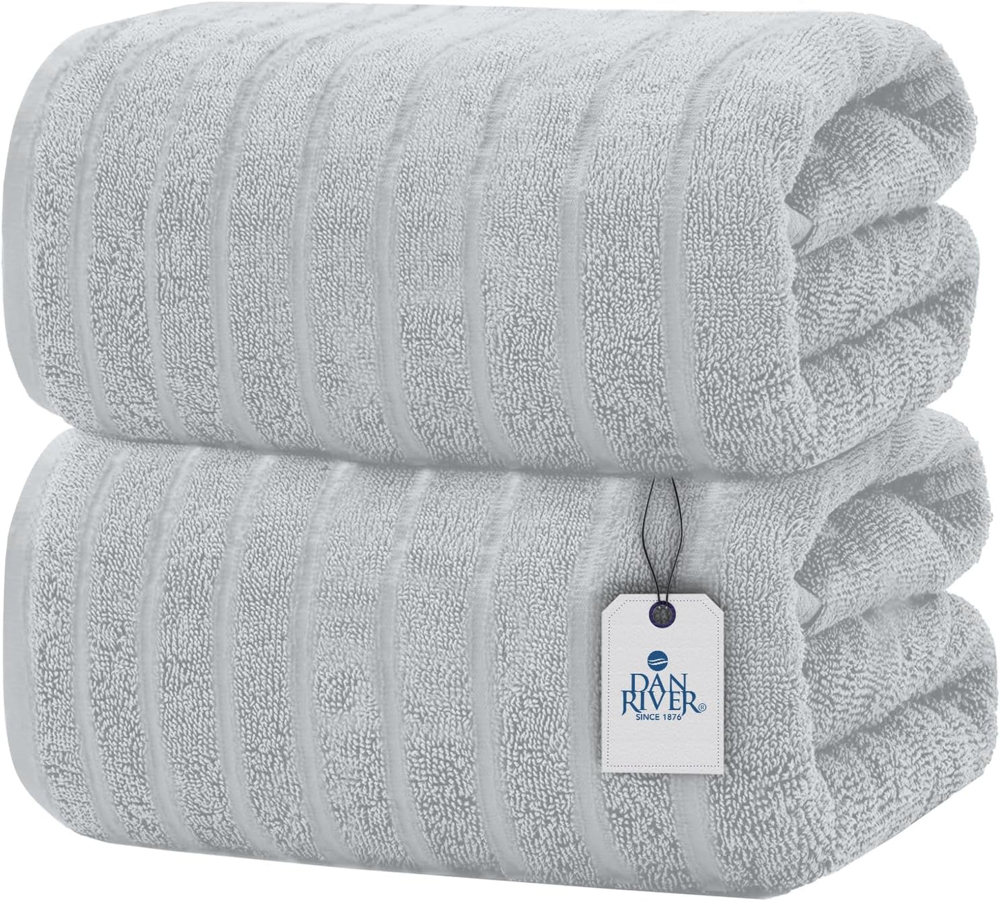 DAN RIVER Extra Large Ribbed Bath Towels for Ultimate Comfort