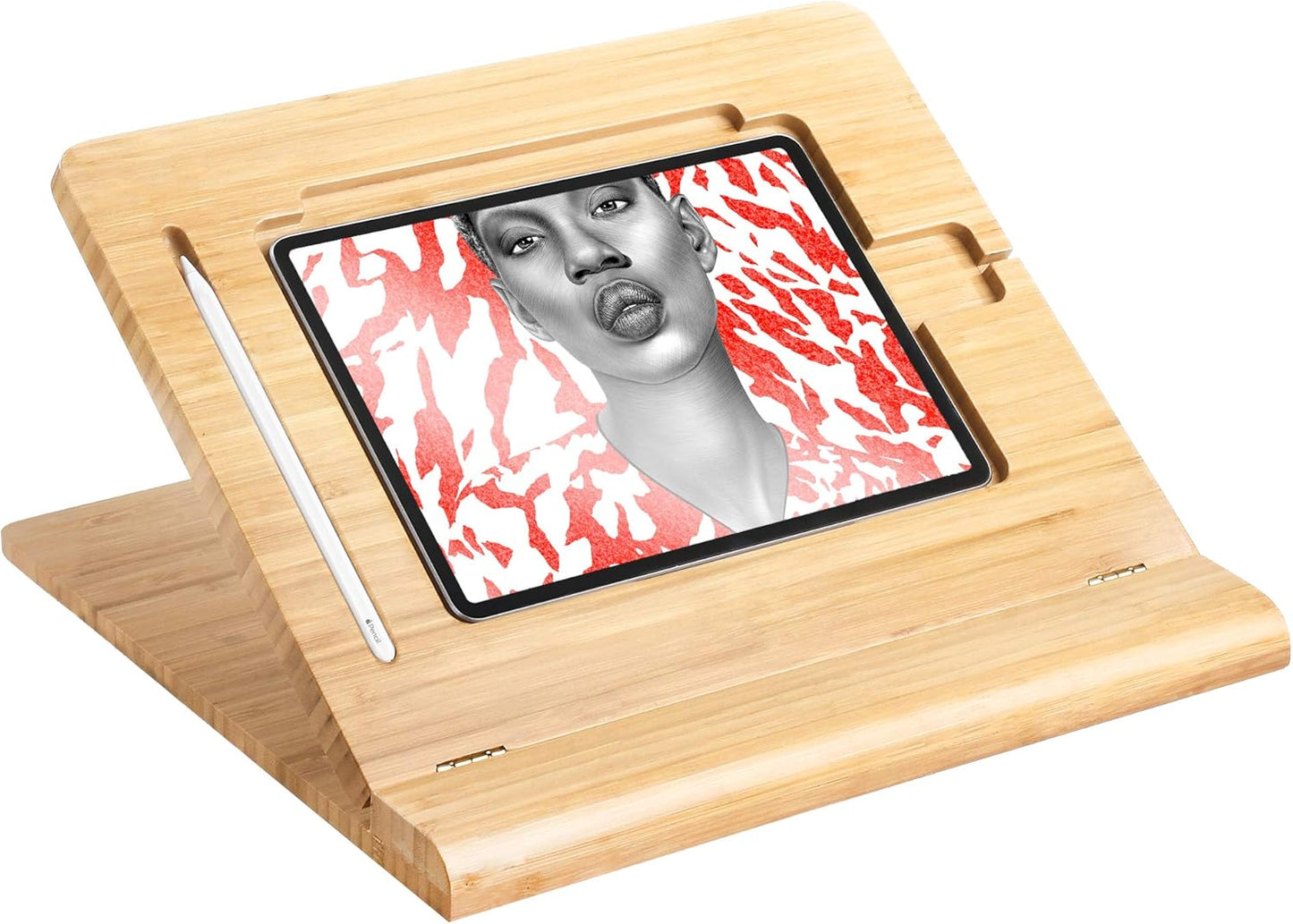ELETIUO Tablet Desktop Stand: Adjustable Bamboo Holder for iPad